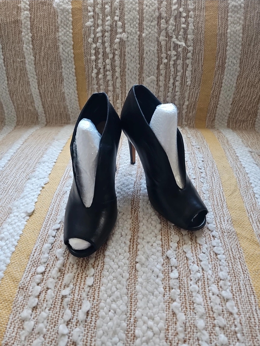 Halogen Rowen Black Peep-Toe High Heel Booties